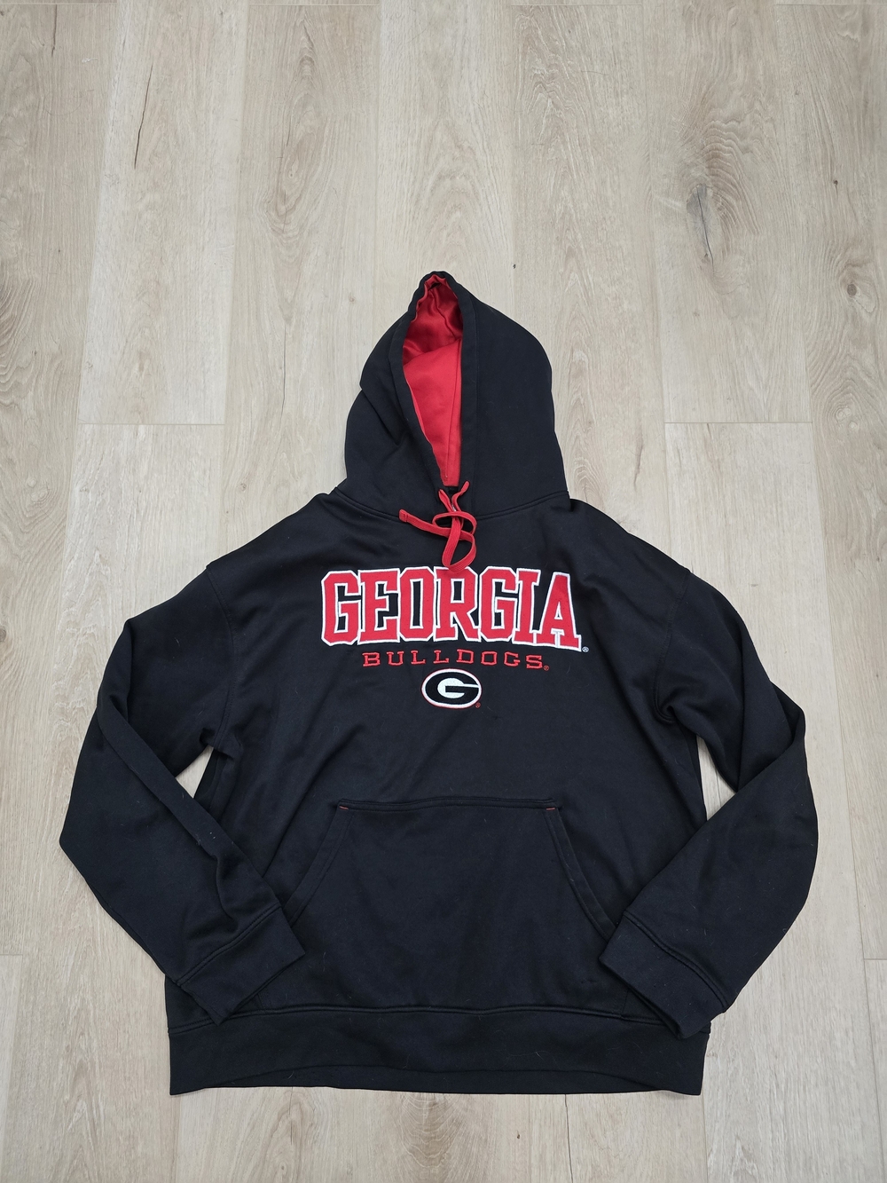 Majestic Black Hoodie with Red Lining and Georgia Logo